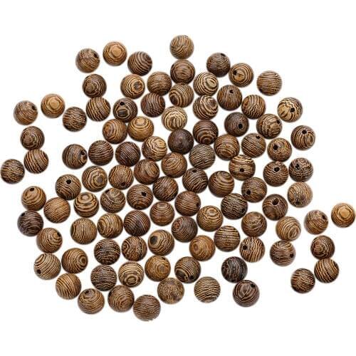100x Natural Wood Grain Pattern Unpainted Round Wooden Beads 100pcs Bulk Sale For DIY Jewelry