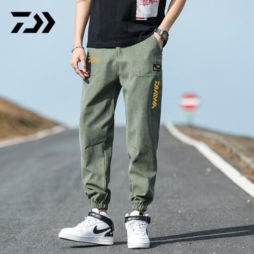 Daiwa Spring Autumn Trend Outdoor Sport Fishing Pants New Korean Style Loose Plus Size Nine-point Overalls for Men High Quality