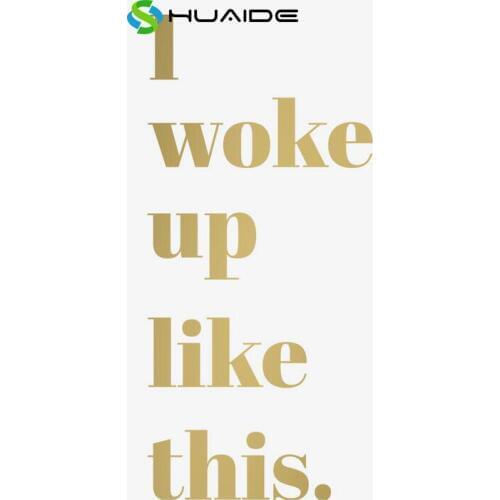 Pet Dog Room Decoration Wall Stickers Gold Vinyl Words "I woke up like this" Wall Art Vinilos Paredes Mural A329