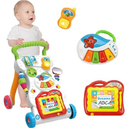 High Quality Baby Walker Toys Multifuctional Toddler Trolley Sit-to-Stand ABS Musical Walker with Adjustable Screw for Toddler