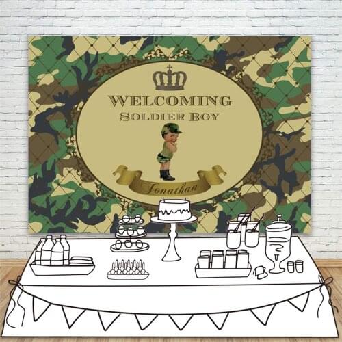 Baby Shower Backdrop Adventure 7x5ft King of Wild Soldier Baby Shower Background Custom Name 4th of July 1st Birthday Backdrop