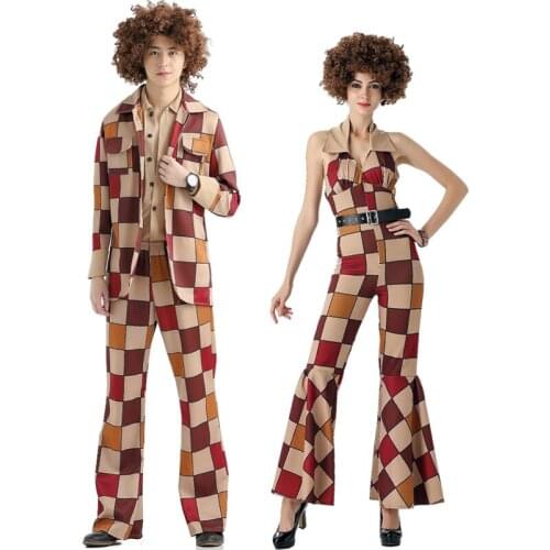 Halloween Costume Hippie Singer Night Performance Costume Retro 60s Costume Nightclub Couple DS Costume
