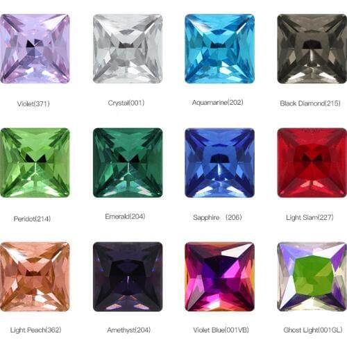 Non-acrylic Sew In Crystal Glass Square Right Angle Stones for clothing Decoration Loose Rhinestones sew On Base Garment Stones