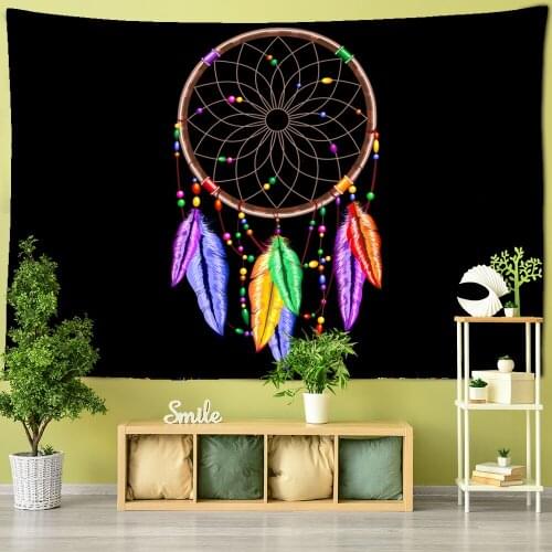 Dreamcatcher Tapestry Indian style colour Feathers Polyester Mandala Tapestry Wall Hanging Bohemian Decor Mystery Witchcraft