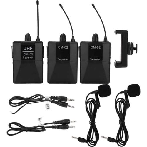 Microfone studio microphone 16 Channel UHF Wireless 1 for 2 Lavalier Microphone for SLR Camera Filming Phone Interviewing KTV
