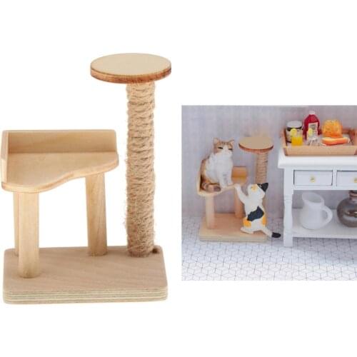 1/12 Scale Dollhouse Miniature Furniture Wooden Scratching Post Cat Play Tower