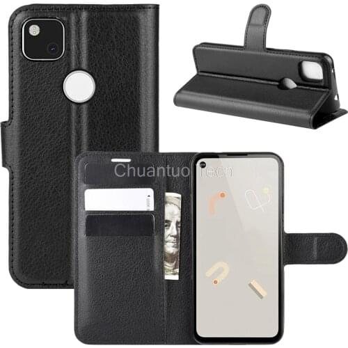 Fashion Wallet PU Leather Case Cover For Google Pixel 4A 5.81'' Flip Protective Phone Back Shell With Card Holders