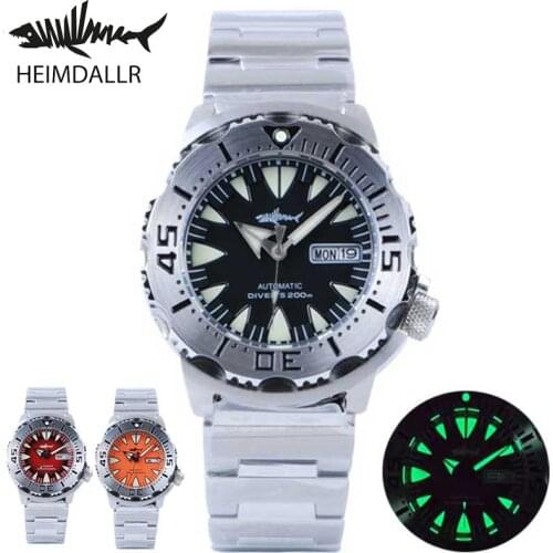 HEIMDALLR Monster Automatic Watch Men NH36A Mens Mechanical Watches Sapphire Glass 62mas Black PVD Luminous Diving Watch 200M