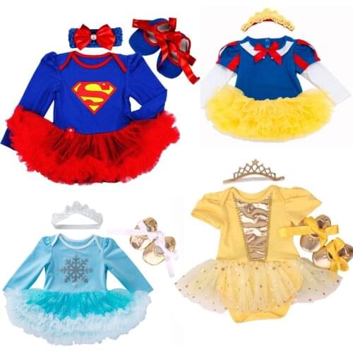 Baby girl Clothes elsa anna costume for Baby Infant Birthday Party Dress Tutus Newborn Jumpsuit Bebe Romper Little Girl Clothes
