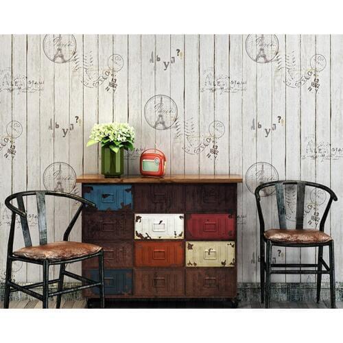 Beibehang wallpaper for walls 3 d Vintage wood wallpaper letter Tower Bar Cafe clothing personality stripe 3d wallpaper walls