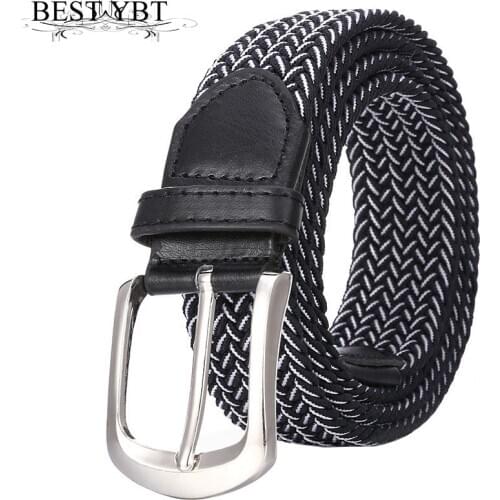 Best YBT Mens And Womens Canvas Belt Alloy Pin Buckle Stretch Belt Casual Cowboy Pants Unisex Fashion Weaving Belt