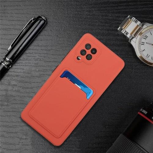 Luxury Card Holder Wallet Case For Samsung Galaxy A42 Case Liquid Silicone Cover for Samsung A42 5G A 42 GalaxyA42 6.6'' Coque