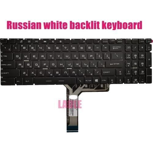 Russian White Backlit keyboard for MSI WE62 7RJ/WE62 7RI/WE62 7RJX/WE62 7RIX(MS-16J5)