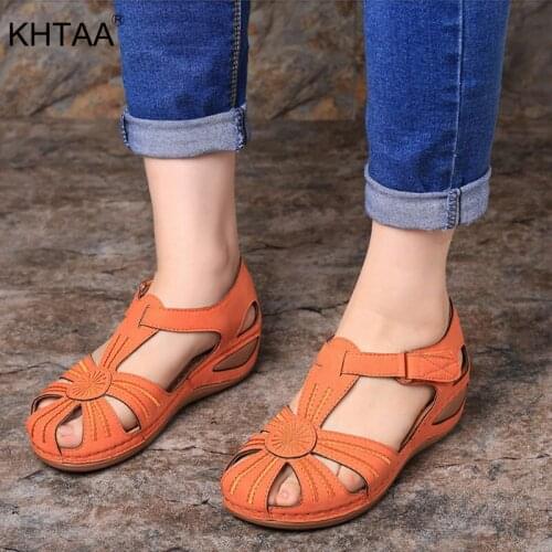 Womens Sandals Ladies Girls Solid Hollow Out Soft Sole Breathable Shoes Fashion Plus Size Round Toe Comfortable Summer 2021 New