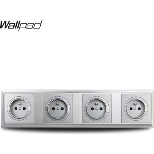 Grey 4 Way French Poland Electric Wall Socket L6-P70 Plastic Palace Style 344 * 86 mm Wallpad Quadruple EU Charger