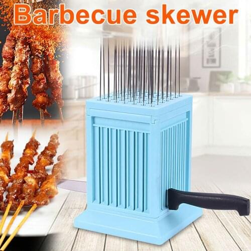49 Holes BBQ Meat Skewer Kebab Maker Box Machine Beef Mutton Maker For Barbecue Wear Meat String Machine Kitchen Grill Tool