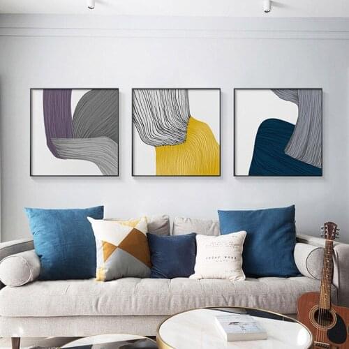 Modern Minimalist Living Room Decoration Paintings Creative Personality Art Restaurant Mural Lines Abstract Entrance Paintings