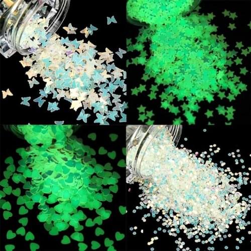 Luminous Stars Nail Glitter Sequins Glow In The Dark Butterfly Design Nail Art Decorations Polish Manicure Tips Flakes Slices