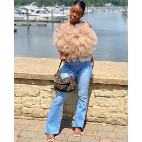 Khaki Top For Women Tiered Cheap blusa feminina Off Shoulder Tops Women Blouse 2021 New Arrival High Quality Ruffle Blouse Shirt