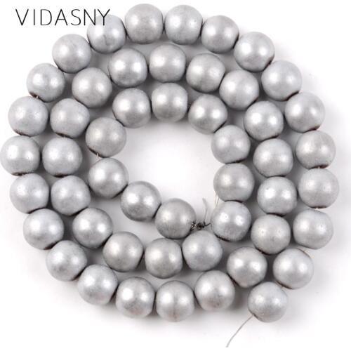 Dull Polished Silver Plated Hematite Natural Mineral Gem Round Stone Beads For Jewelry Making 2-10mm Spacer Beads Diy Bracelet