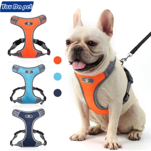 Outdoor adjustable halter vest for dog and cat walking traction dog collars with polyester mesh straps for medium to large dog a