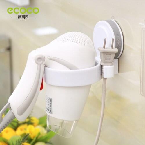 Ecoco Hair Dryer Rack Powerful Suction Non-punch Installation Hair Dryer Shelf Bathroom Storage Rack Suitable for Rough Surface