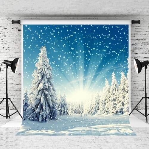 VinylBDS Snow Tree Photography Backdrops Christmas Backgrounds For Photo Studio Winter Snow Mountain Photo Backdrops