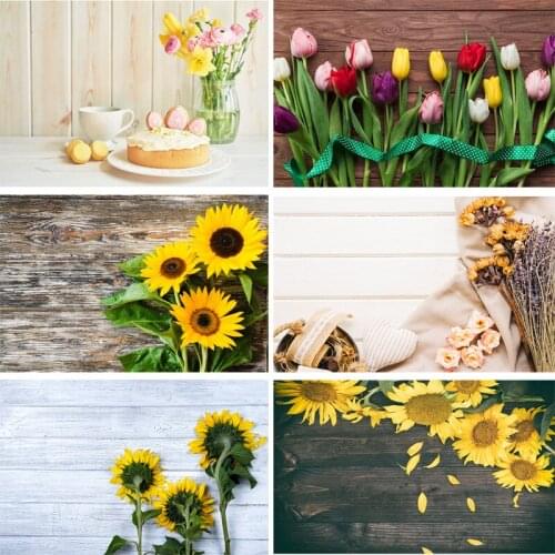 SHENGYONGBAO Vinyl Custom Photography Backdrops Prop scenery+ Flower and Wooden Planks Photography Background 200207FK-003