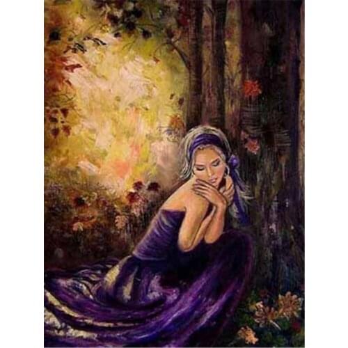 Portrait Woman Printed Water-Soluble Canvas 11CT Cross Stitch Set DIY Embroidery DMC Threads Handiwork Painting Craft Mulina
