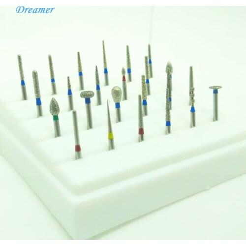 High Quality 24PCS FG1.6 New Dental Lab Equipment Diamond Burs Set For Porcelain Shouldered Abutment Polishing Dentist Materials