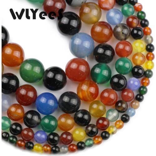 WLYeeS Factory price Colorful carnelian Natural Stone 4 6 8 10 12mm Round Loose bead for Jewelry Bracelet Accessories Making DIY