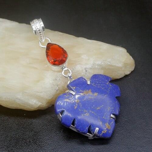 Gemstonefactory Jewelry Big Promotion 925 Silver Blue Sea Sediment Red Garnet Women Ladies Gifts Necklace Pendant 1238