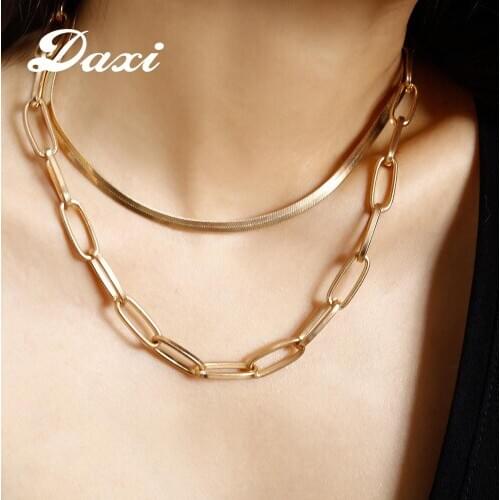 DAXI Gold Chain Necklace Women Chains Choker Necklace Pendant Necklaces For Women Layered Necklace Chokers Jewelry