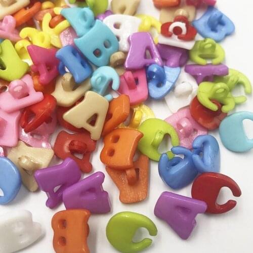 100pc 14mm Lots Mix ABC Letter Plastic Buttons Kids Sewing Crafts PT47