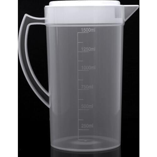 1500/2000ml Water Pitcher Plastic Measuring Jug with Lid Handle Cold Juice Bottle Leakproof Ice Coffee Tea Pot Storage Container