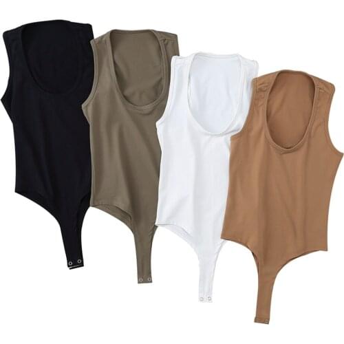 2020 Summer Sexy Women Tank Bodysuit Bodycon Autumn U Neck Sleeveless Vest Jumpsuit Casual Beach Romper Jumper Body Suits Female