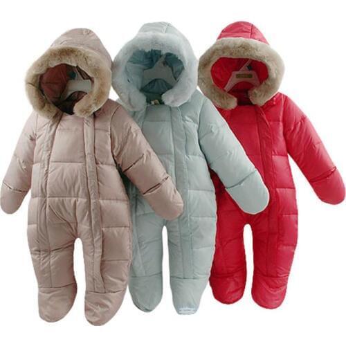 2019 Russia baby girls clothes , winter feather clothing thicken down baby boys clothes newborn down snowsuits infantil overalls