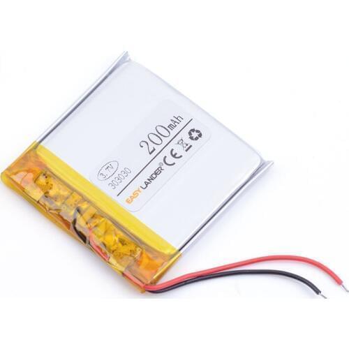 3.7V lithium polymer battery 303030 033030 200mah For MP3 MP4 MP5 Bluetooth Headset 3D glasses Smart watch Sports bracelet