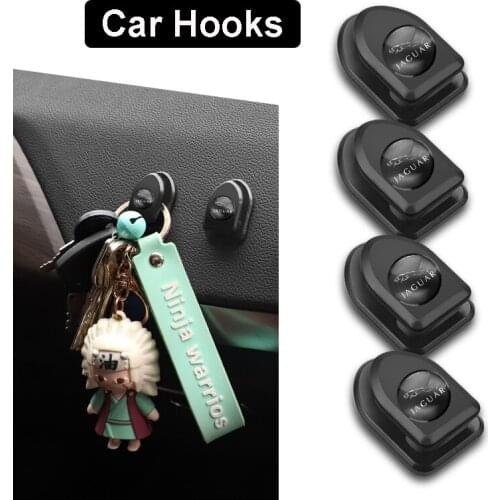 4Pcs ABS Mini Self Adhesive Car Hooks Stickers Interior Accessories For Jaguar XEL F-TYPE XFL F-PACE E-PACE I-PACE XF