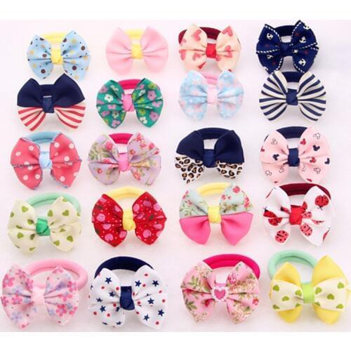 Cute Puppy Gift Dog Pet Cat Grooming Puppy Hair Bows Pet Charm & Accessories With Rubber Band 50pcs