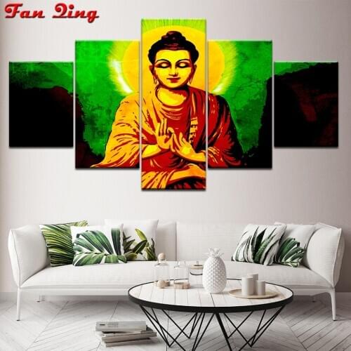 5pcs/set Diamond Painting 5D Buddha Religion Full Drill Square round Diamond Embroidery Cross Stitch Multi-picture