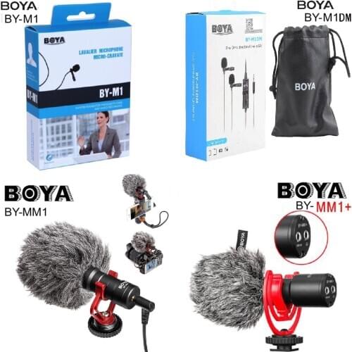 BOYA BY-M1 M1DM BY-MM1+ Dual for iphone Smartphones Camera DSLR canon nikonOmni-directional Lavalier Microphone Short-gun Mic