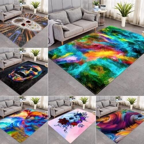 Geometric skull 3D Printing Carpets for Living Room Bedroom Large Area Rugs Washable Modern Home Big Carpet for Parlor Floor Mat
