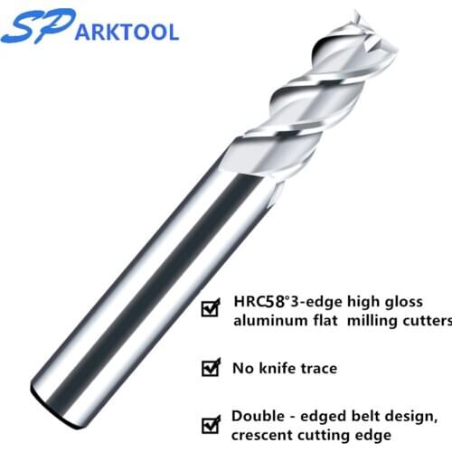HRC58 3 Flute Flat Milling Cutter Aluminium wood Copper Processing CNC Router Tungsten Steel Sprial Bit Carbide End Mill