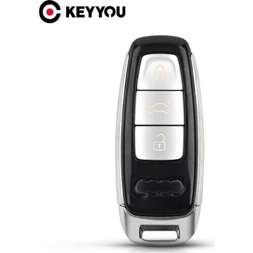 KEYYOU 5X For Audi A6 C8 A7 A8 Q8 2017 2018 2019 2020 Fob Case Replacement 3 Buttons Remote Car Key Case Car Accessory
