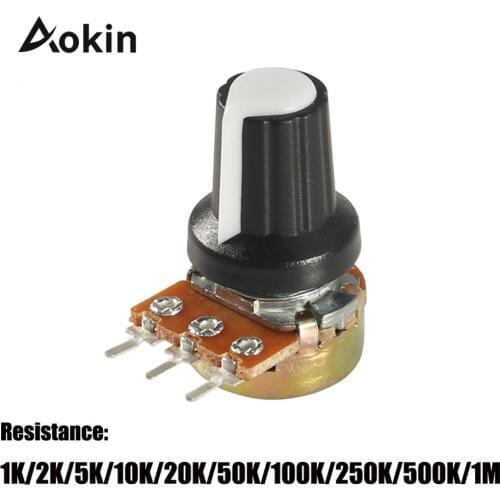 Button 50-1 10 K 100 K K OHM WH148 3Pin 15 millimeters Axis with Porca 3 B10K Linear Terminal Taper Rotary for Arduino diy kit