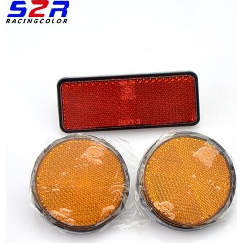 Red Tail Rear Rectangle Reflector Reflective Plate Truck Trailer RV ATV Quad Universal Motorcycle Dirt Bike Scooter Round Orange