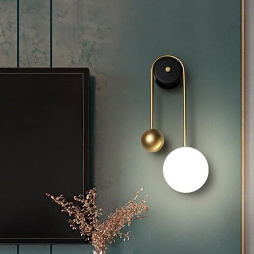 Nordic Style Creative Golden Wall Lamp Art Restaurant Cafe Kitchen Individuality Loft Bedroom Bedside LED Sconce Lighting