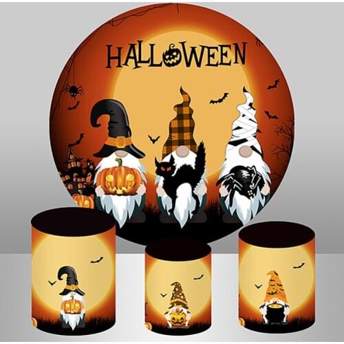 Circle Round Backdrop Cover Moon Night Ghost Baby Birthday Halloween Party Decoration Candy Table Cylinder Cover Background