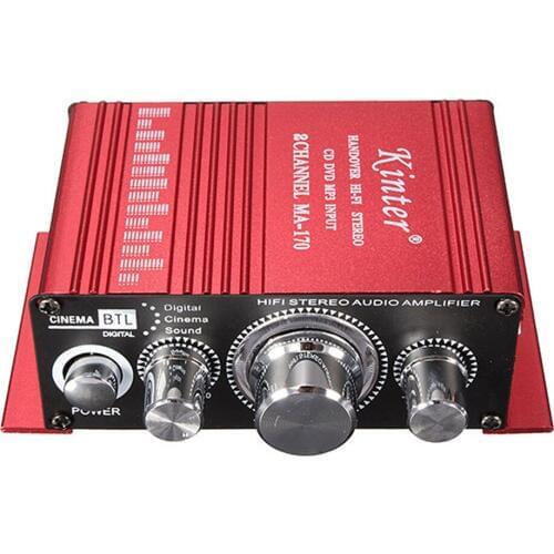 Mini 2CH Hi-Fi Stereo Amplifier Booster Bass Speaker Support DVD CD MP3 Input for Car Motorcycle Home